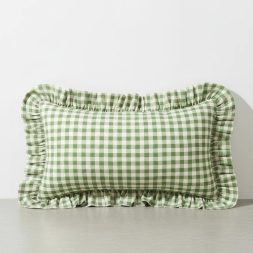 Gingham Pillow Cover - Ruffled Gingham Cushion - Cottagecore Farmhouse Decor - Multiple Color Options