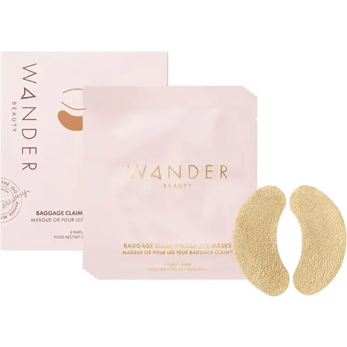 Wander Beauty Baggage Claim - Gold Foil Under Eye Patches For Dark Circles and Puffiness - Under Eye Mask Depuffs & Firms - Brightening Eye Mask for Under Eye Bags (6 Pairs)