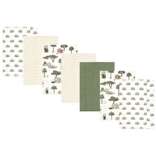 Luvable Friends Hudson Baby Cotton Poly Flannel Burp Cloths 7pk, Jungle Safari