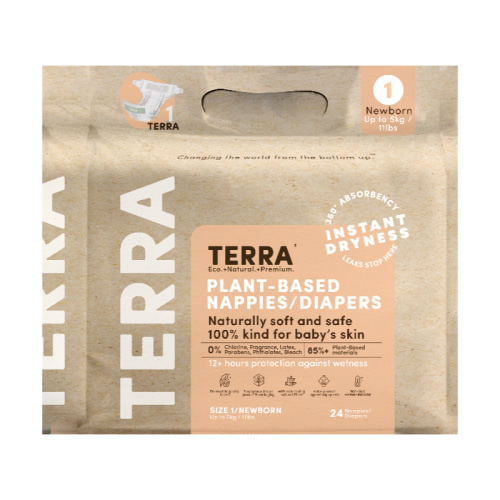 Terra Plant-Based Baby Nappies / Diaper - Size 1 - 24s