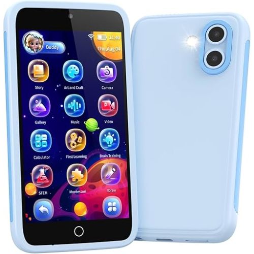 Kids Smart Phone, 3.97" Touchscreen Learning Toy, Dual Camera with 45+ Fun Stickers, 16GB Kids Cell Phone with 210+ Puzzle Games and 190+ Drawing, Perfect Birthday for Ages 3–12