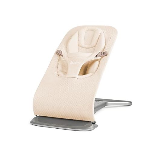 Ergobaby Evolve 3-in-1 Mesh Baby Bouncer Seat, Adjustable Multi-Position Infant Bouncer and Toddler Chair, Breathable Mesh, Converts from Newborn to Toddler - Cream