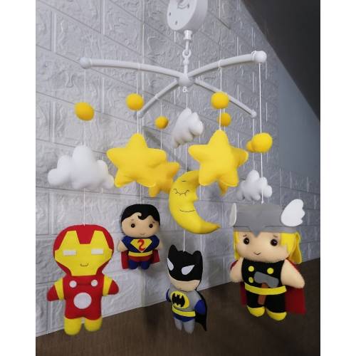 Super Heroes handmade musical baby crib mobile || Nursery Decoration || Boys and Girls || Newborn Baby Toddler Nursery Toy Black Panther
