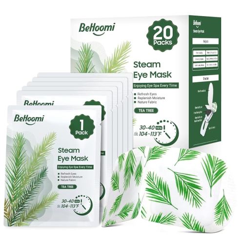 20 Packs Steam Eye Mask, Heated Eye Mask Warm Compress for Eyes, Disposable Self Heating Steam Mask for Home, Sleep, Spa, Travel Essentials & Relaxation Gifts for Women (Tea Tree)