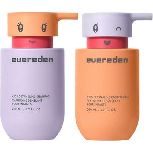 Evereden Kids Haircare Set: Hair Detangling Shampoo & Conditioner for Children Ages 3+, Plant Protein Peptides & Argan Oil, Vegan, Free from Sulfate, Paraben, Phthalate & Petrolatum