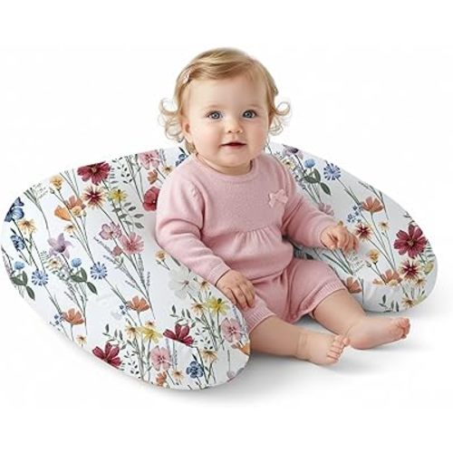 Little Grape Land Nursing Pillow,Upgraded Breast Feeding Pillow for Mom,Breastfeeding & Bottle Feeding for 0–16 Months, Soft Machine Washable Cover with Firm Filling,Spring Flower