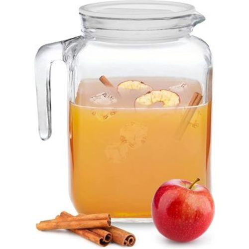 Bormioli Rocco Frigoverre Classic Glass Jug - 67.75 Oz Beverage Pitcher with Locking White Lid - Ideal for Juice, Infused Water & Milk - Italian