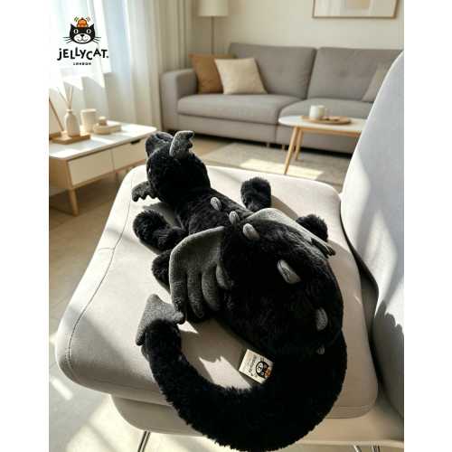 Jellycat Huge Onyx Dragon Giant Black Dragon Plush Huggable Cuddle Buddy Ideal Baby Shower Gift Gothic Nursery Decor Toddler Comfort Toy