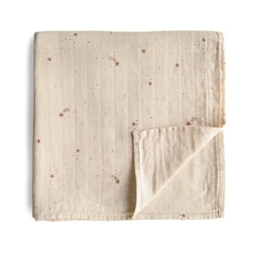 Organic Cotton Muslin Swaddle Blanket Falling Stars One Size