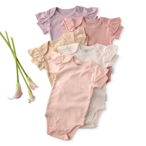 Butterblu RORY 5-Pack Short Sleeve Ruffle Bodysuits Sorbet