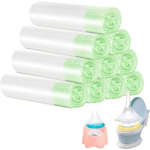 Tebery 100 Pack Portable Potty Chair Liners with Drawstring, Potty Bags Potty Liners Disposable for Baby Toilet Potty Training Seat
