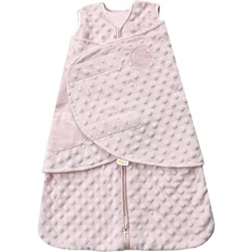 HALO Sleepsack Plush Dot Velboa Swaddle, 3-Way Adjustable Wearable Blanket, TOG 3.0, Pink, Small, 3-6 Months