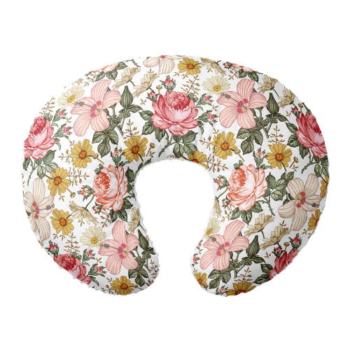 Plaid Nursing Pillow Cover Vintage bright floral