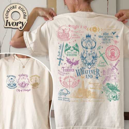 Acotar Comfort Colors Shirt. Throne of Glass Shirt, Fireheart Terrasen Shirt, to Whatever End Shirt, Manon Blackbeak Throne of Glass Shirt