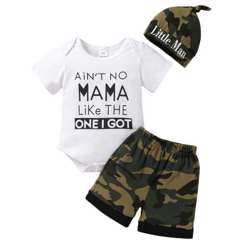 Happy Town Baby Boys Romper Summer Clothes Infant Camouflage Outfits Set Camouflage Shorts Set