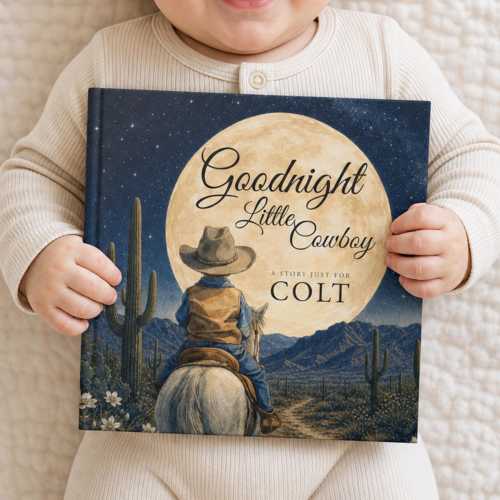 Personalized Cowboy Bedtime Story Book, Custom Heirloom Western Cowboy Baby Book, Cowboy Theme Baby Shower Gift, Newborn Toddler Book
