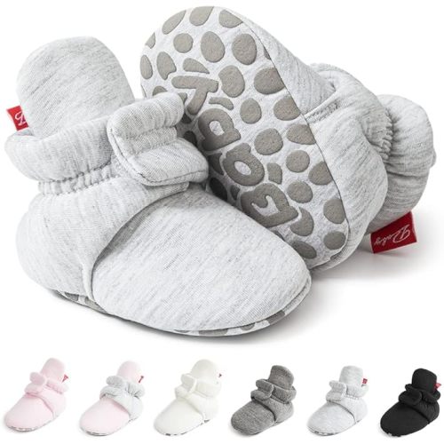 Meckior Infant Baby Boys Girls Cotton Booties Winter Fleece Warm Cozy Socks Soft Bottom Newborn Toddler First Walkers Crib Shoes with Grippers