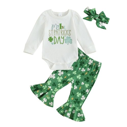 YINGISFITM Toddler Baby Girl St Patricks Day Outfit Clover T Shirt Irish Shamrock Bell Bottoms Lucky Spring Clothes