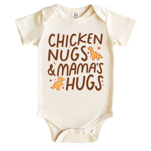 Chicken Nugs & Mama's Hugs Graphic Bodysuit & Kids Tee | Natural