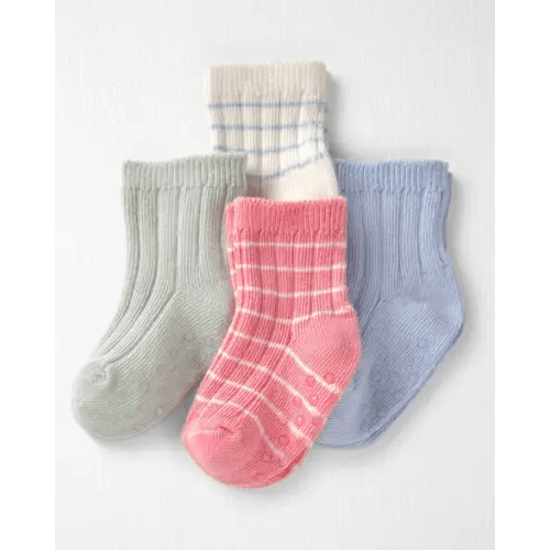 Baby Girl 4-Pack Slip Resistant Socks Made with Organic Cotton - Little Planet | Carter's