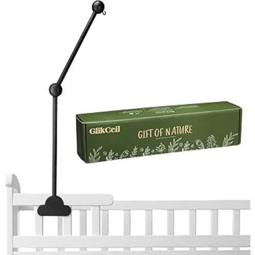 Wooden Baby Crib Mobile Arm 27.17 Inches Cloud Design Adjustable Baby Mobile Hanger for Crib Cot Bed Bassinet Wind Chimes Bed Bell Nursery, Black