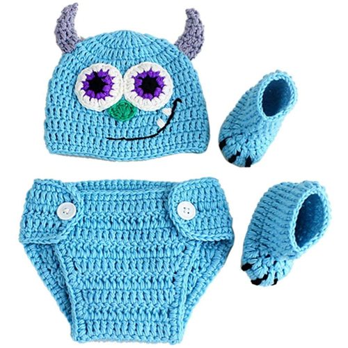 Newborn Photography Props Baby Boy Knitted Outfits Crochet Hat Pants Set