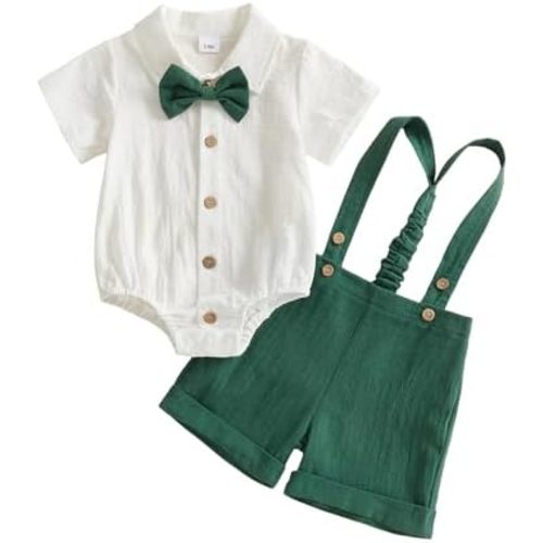 PUHHAPIEY Baby Boy Gentleman Wedding Outfit Dress Romper Suspender Pants