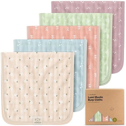 KeaBabies Cotton Muslin Burp Cloths Baby Boy, Girl, 5-Pack 20x10 (Corals) | Soft Absorbent Burping Cloth for Babies, Large Baby Towels, Washcloths for Newborn, Spit Up Rags, No Shrink, Machine Washable