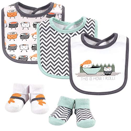 Hudson Baby Unisex Baby Cotton Bib and Sock Set