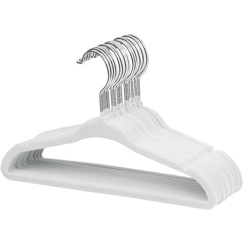 ManGotree Baby Velvet Clothes Hangers, 10.95'' Non-Slip Kids Hangers, Space Saving Hangers for Infant Toddler Children, 15 Pack (White)