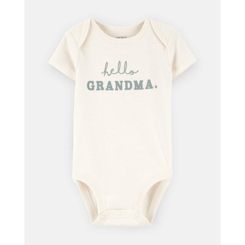 Baby "Hello Grandma" Announcement Cotton Short-Sleeve Graphic Bodysuit - Ivory | Carter's
