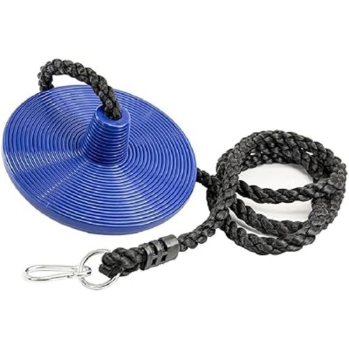 Squirrel Products Heavy Duty Plastic Tree Swing - Disc Rope Swing with Leg Protectors - Additions & Replacements - Outdoor Play Equipment - Blue