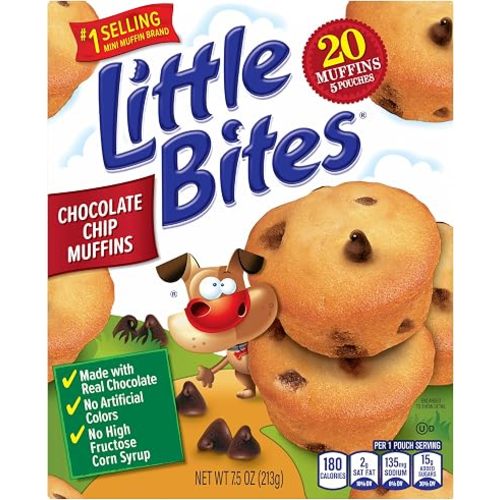 Little Bites Chocolatey Chip Muffins, 5 individual packs, (1.5 oz each), Made with Real Chocolate Chip Mini Muffins, 7.5 oz Multipack