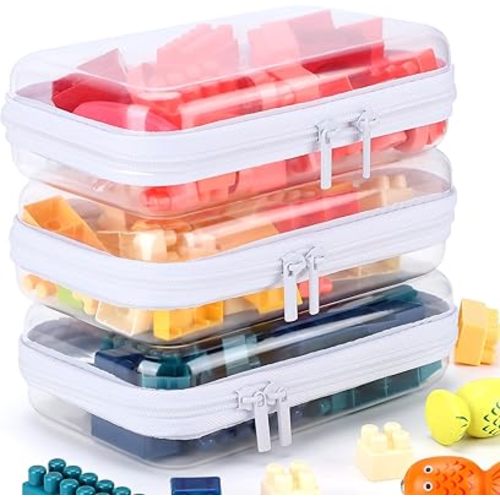 YOPCDJ 3 Pack Clear Hard Shell Zipper Case, Clear Zipper Pouches Waterproof Makeup Organizer & Travel Toiletry Bag, Plastic Pouch for Office Home Storage Small Size