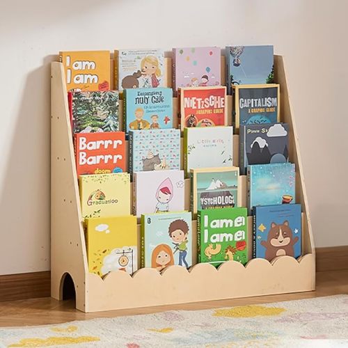 VEVOR 5-Tier Montessori Bookshelf, Kids Scalloped Bookshelf, Wooden Toddler Bookshelf, Book Organizer Display for Bedroom, Playroom, Entryway, Nursury, Classroom