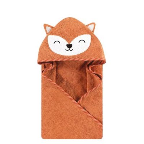 Hudson Baby Infant Boys Cotton Poly Animal Face Hooded Towel, Orange Fox, One Size
