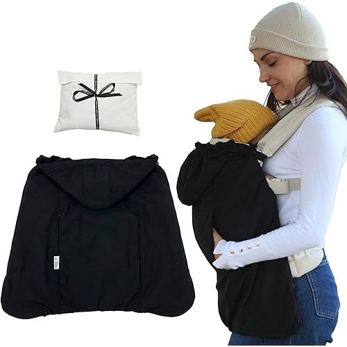 Intimom Baby Carrier Cover Winter with Detachable Hood - Windproof Winter Car Seat Cover Baby Girl & Boy, Universal Travel Carrier & Stroller Blankets for Babies - Waterproof with Fleece Lining