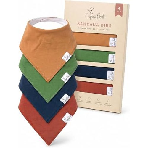 Copper Pearl Baby Bibs 4 Pack, Bandana Drool Bibs for Baby Girl & Boy, Soft Cotton Bibs for Drooling and Teething