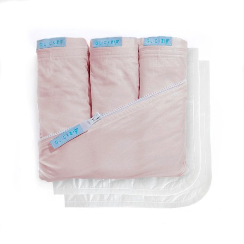 Crib Zip Sheet Starter Pack and Waterproof Crib Pad - Crib Deluxe / Blush