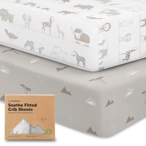 KeaBabies 2pk Organic Cotton Crib Sheets for Boys Girls 52x28, Savannah