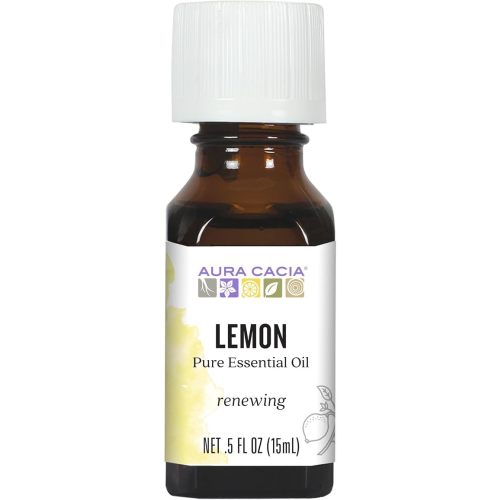 Aura Cacia Lemon Essential Oil, Citrus Limon Oil, Bright Aromatherapy for Diffusers, Room Sprays, Skincare, Custom Blends | 0.5 Fl Oz (Pack of 1)
