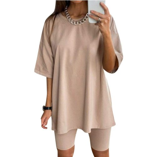 Glamaker Women 2 Piece Outfit sets Casual Oversized T-Shirt Tops Biker Shorts Workout Sports Tracksuit