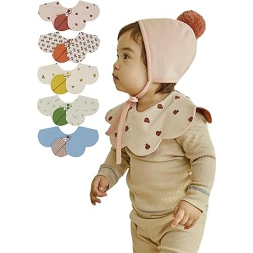 Konny Baby Bibs Set, 360 ​​° Rotate, Soft and Absorbent Bandana Drooling for Boys Girls baby Essentials