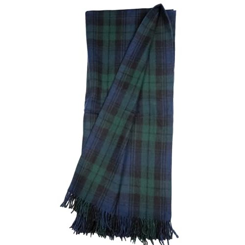 Briomhar Fall Plaid Wool Blanket - Scottish Winter Flannel Tartan Throw Blanket with Fringed Edges 60 x 70 inches (Black Watch)