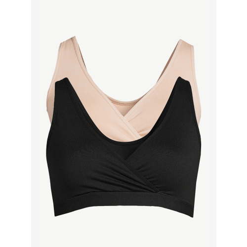 Joyspun Women's Maternity Wrap Front Nursing Bra, 2-Pack, Sizes S to 3X