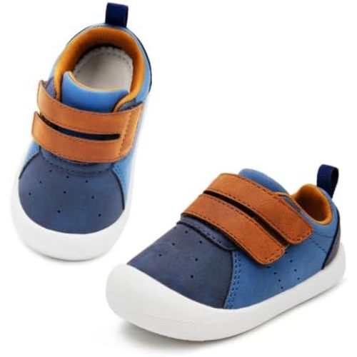 Walking Shoes for Babies Boys Girls 6-24 Months Wide Toe Box Barefoot Zero Drop Infant Shoes Lightweight Nonslip First Walkers Soft PU Leather Toddler Sneakers