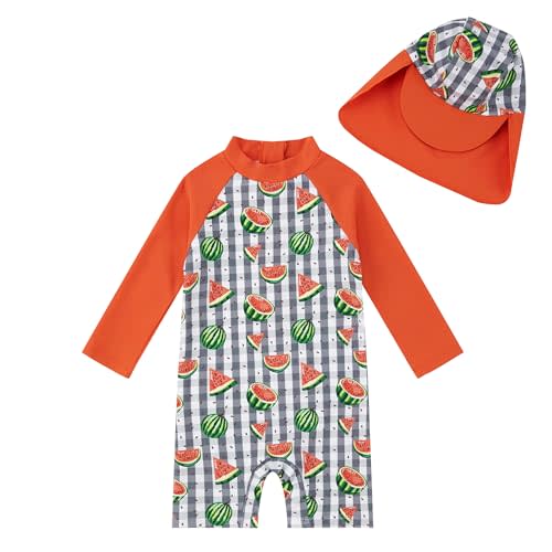 upandfast Baby/Toddler Swimsuit UPF 50+ Sun Protection One Piece Zipper Bathing Suit with Sun Hat Infant Beach Swimwear