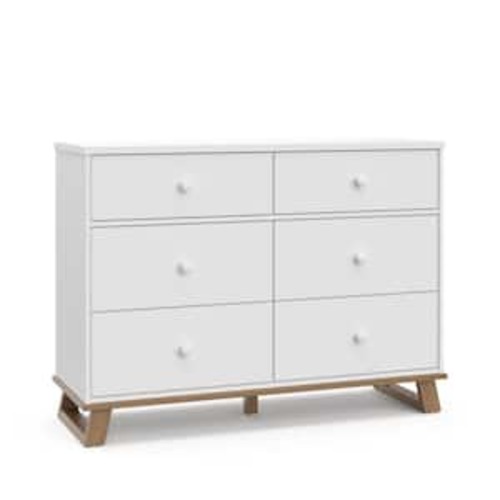 Modern 6-Drawer White with Vintage Driftwood Dresser (34.7 in. H x 47 in. W x 17.2 in. D)