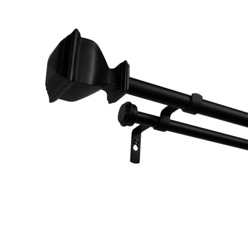 Exclusive Home 36"-72" Napoleon Double Curtain Rod - Matte Black