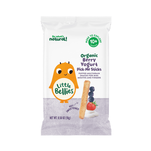Little Bellies Organic Berry Yogurt Pick-Me Sticks, Baby & Toddler Puff Snack, Age 10+ Months, 0.56 oz Bag